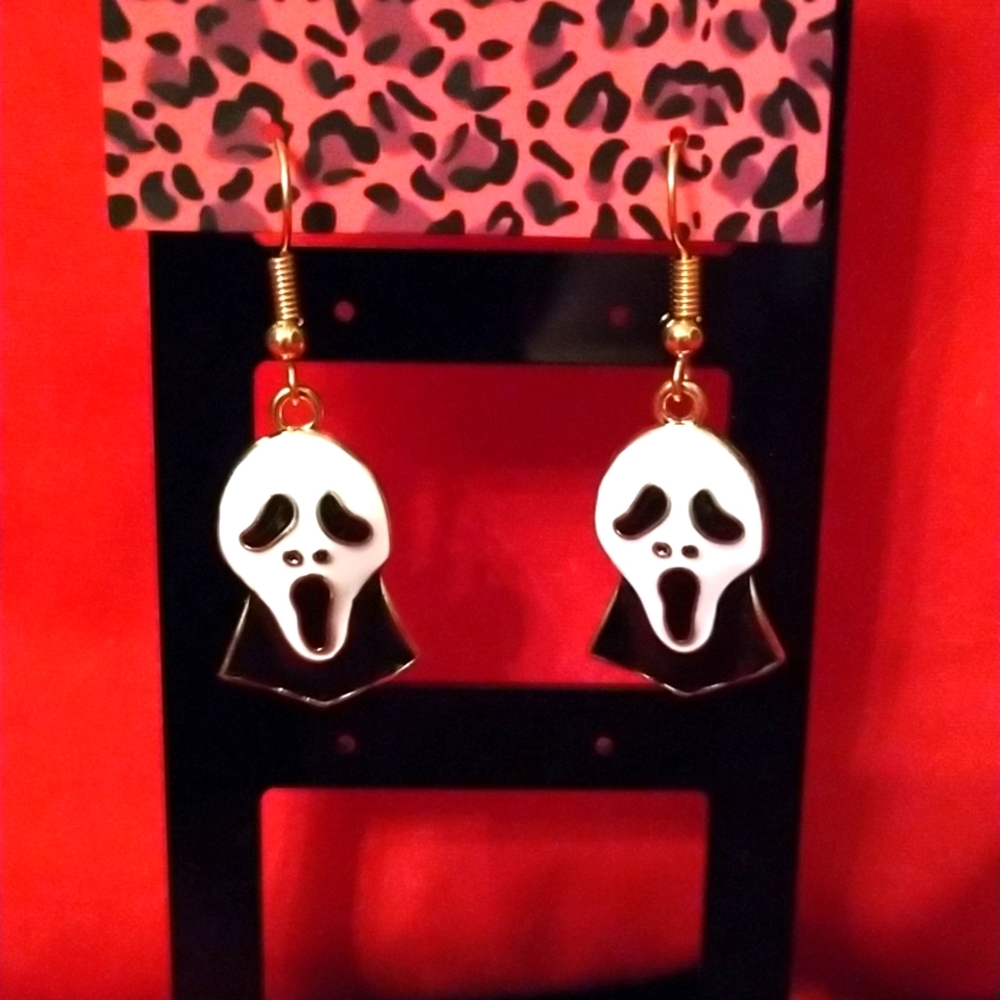 👻 Ghostface Scream Mask enamel earrings with hypoallergenic posts👻